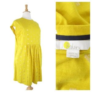 Boden Plus Size Jersey T-shirt Dress Honeycomb And Gold Foil Floral Sun Dress 14